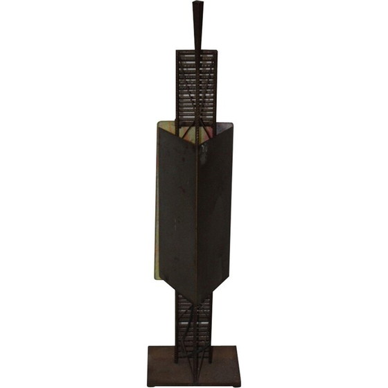 Image 1 of Vintage glazen en metalen tafellamp, 1970