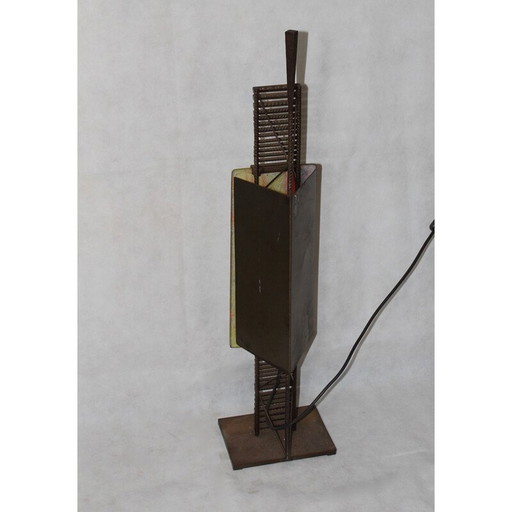 Vintage glazen en metalen tafellamp, 1970