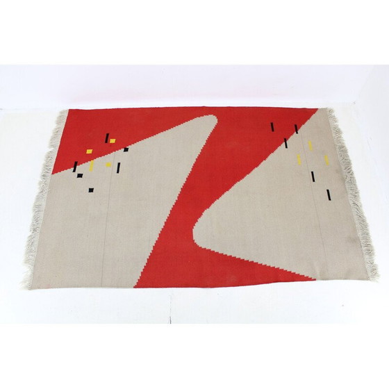 Image 1 of Vintage wollen abstract vloerkleed, Tsjecho-Slowakije 1960