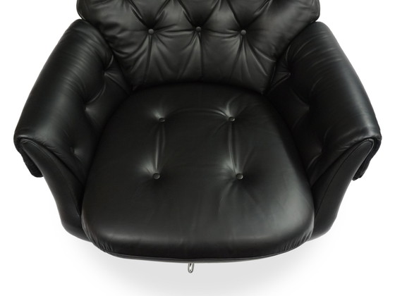 Image 1 of Loungestoel 70s Leren Fauteuil Zwart Mid Century Vintage