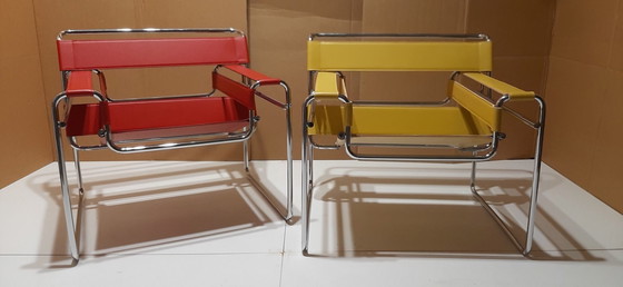 Image 1 of Knoll Wassily B3 Nieuwe-Nooit-Gebruikte Fauteuil In Amber Leer Van Marcel Breuer