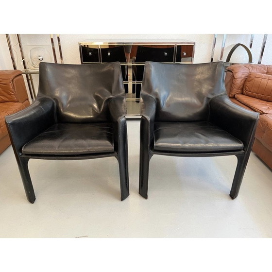 Image 1 of Paar vintage Cab 414 fauteuils van Mario Bellini voor Cassina, 1970