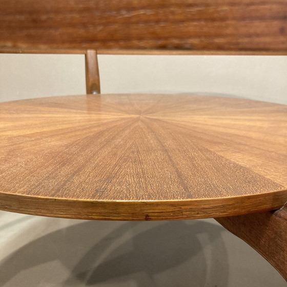 Image 1 of Scandinavisch design salontafel van glas en teak 1950.