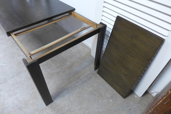 Image 1 of 6x Eiken Brutalistische Stoelen Met Uitschuifbare Eettafel