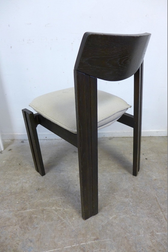 Image 1 of 6x Eiken Brutalistische Stoelen Met Uitschuifbare Eettafel