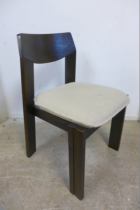 Image 1 of 6x Eiken Brutalistische Stoelen Met Uitschuifbare Eettafel