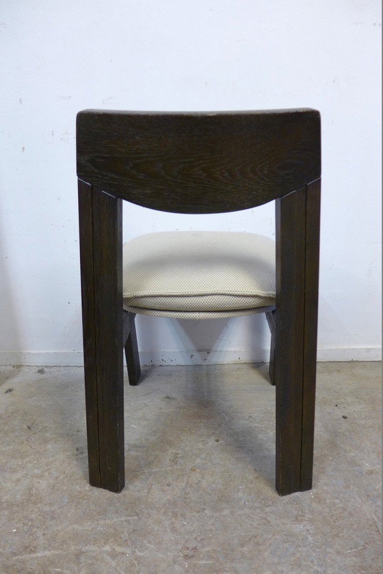 Image 1 of 6x Eiken Brutalistische Stoelen Met Uitschuifbare Eettafel