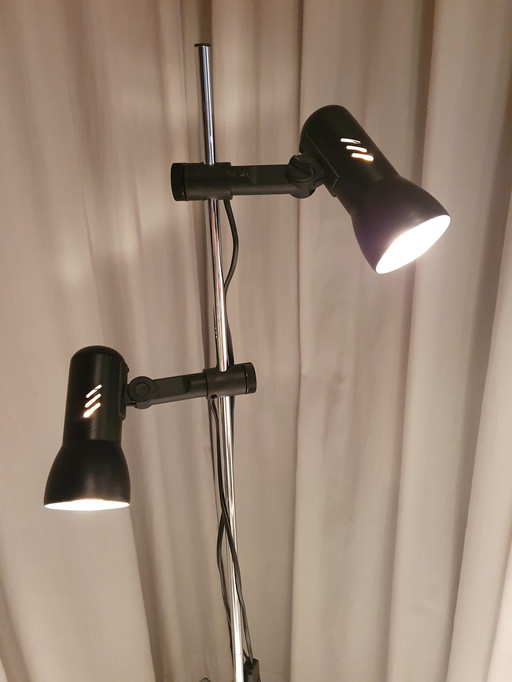 Staande lamp 2-lichts zwart/chroom 70Er