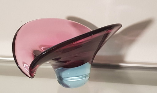 Sommerso Roze en Blauwe Murano Glazen Vaas, 1950S