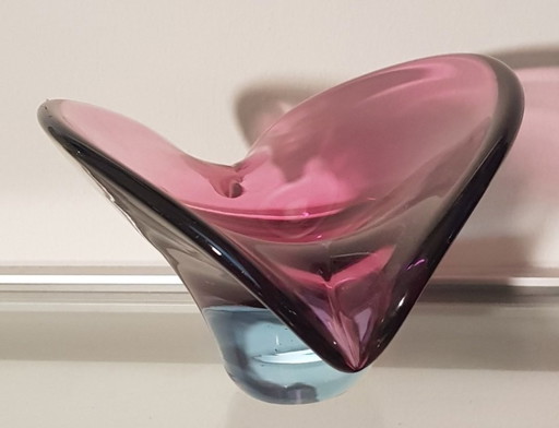 Sommerso Roze en Blauwe Murano Glazen Vaas, 1950S