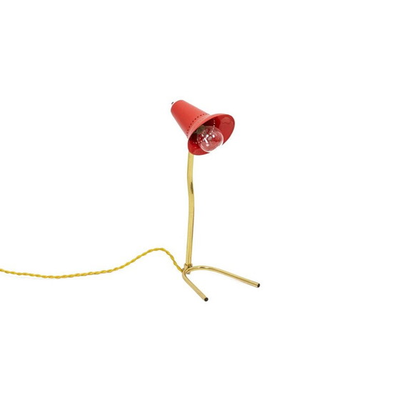 Image 1 of Vintage lamp van geperforeerd plaatstaal en verguld messing van Pierre Guariche, 1950