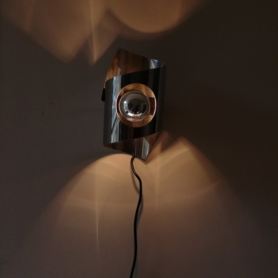 Image 1 of Wandlamp van gepolijst roestvrij staal, 1970