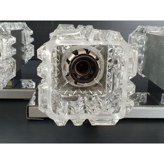 Image 1 of Paar vintage wandlampen van staal en glas, 1970