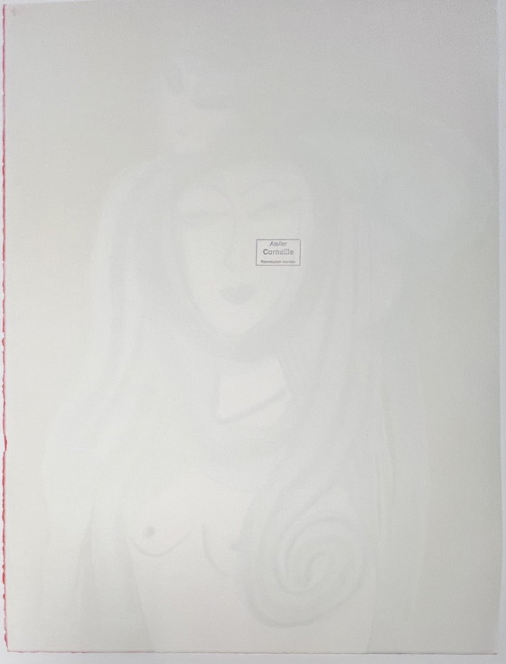 Image 1 of Gesigneerd; Guillaume Corneille Lithografie Femme Au Chat 1998