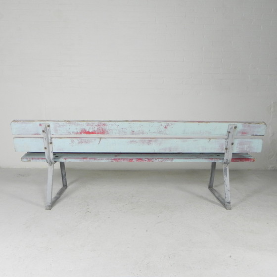 Image 1 of Stoere, industriele bank, 2 meter lang, jaren 60