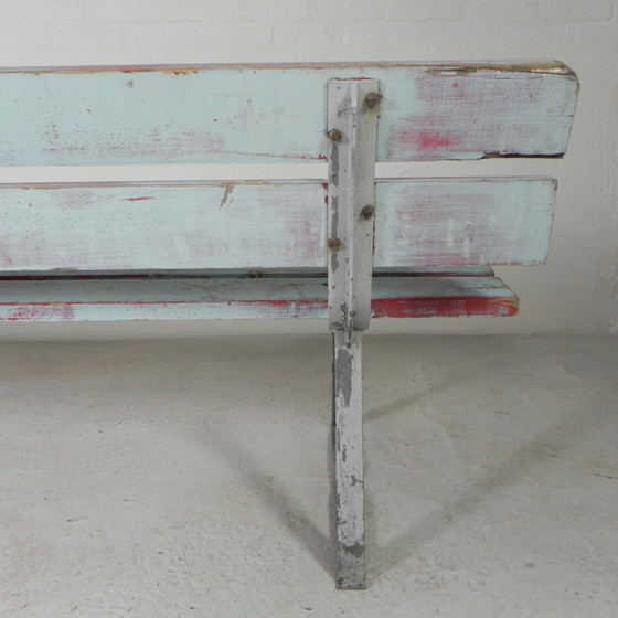 Image 1 of Stoere, industriele bank, 2 meter lang, jaren 60