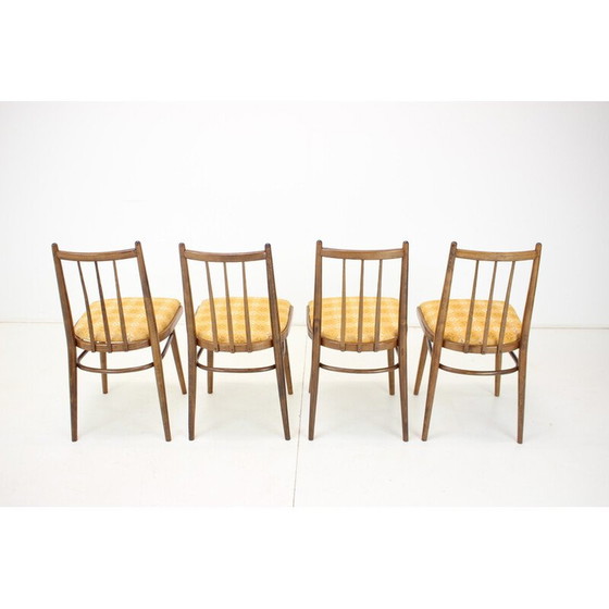Image 1 of Set van 4 vintage stoelen van hout en stof van Jitona, Tsjecho-Slowakije 1970