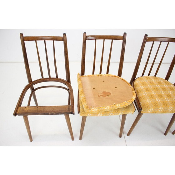 Image 1 of Set van 4 vintage stoelen van hout en stof van Jitona, Tsjecho-Slowakije 1970
