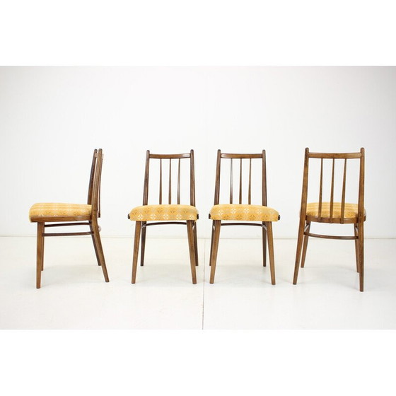 Image 1 of Set van 4 vintage stoelen van hout en stof van Jitona, Tsjecho-Slowakije 1970
