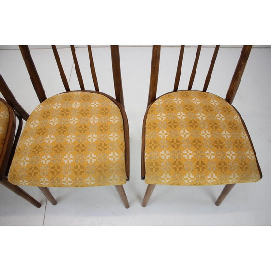 Image 1 of Set van 4 vintage stoelen van hout en stof van Jitona, Tsjecho-Slowakije 1970
