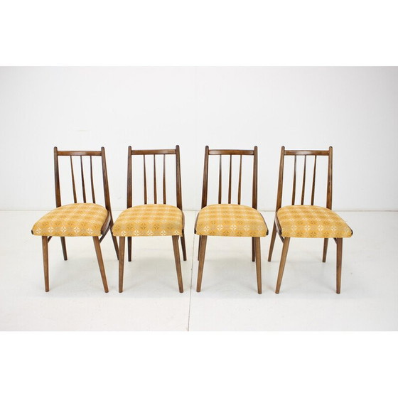 Image 1 of Set van 4 vintage stoelen van hout en stof van Jitona, Tsjecho-Slowakije 1970