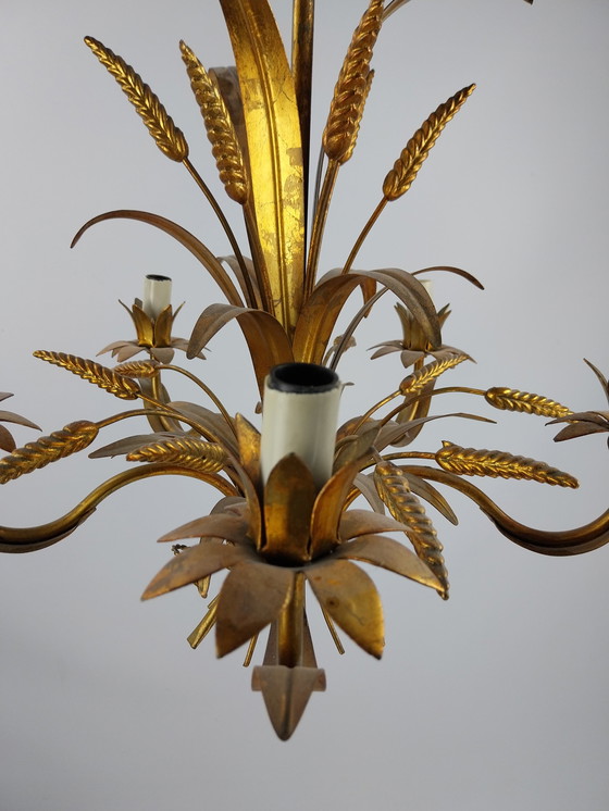 Image 1 of Vintage korenaren hanglamp in goudkleur