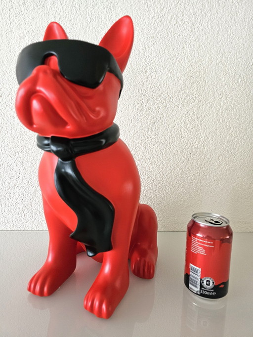 Moderne Trendy Sculptuur 'Bulldog Met Bril'