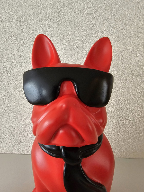 Image 1 of Moderne Trendy Sculptuur 'Bulldog Met Bril'