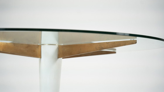 Image 1 of Mid Century Moderne Eettafel, Carrara Marmer, Brons en Glas, Italië, 1950S - 2 Beschikbaar
