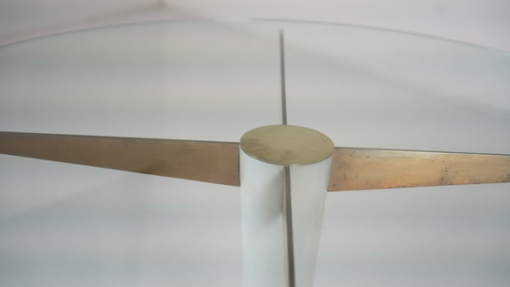 Image 1 of Mid Century Moderne Eettafel, Carrara Marmer, Brons en Glas, Italië, 1950S - 2 Beschikbaar