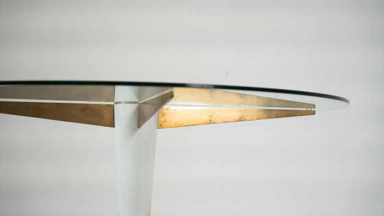 Image 1 of Mid Century Moderne Eettafel, Carrara Marmer, Brons en Glas, Italië, 1950S - 2 Beschikbaar