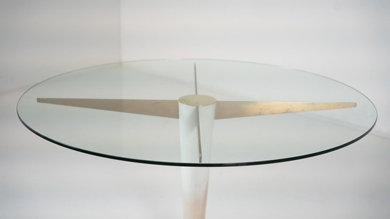 Image 1 of Mid Century Moderne Eettafel, Carrara Marmer, Brons en Glas, Italië, 1950S - 2 Beschikbaar