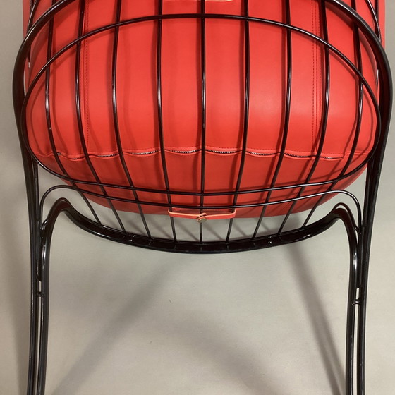 Image 1 of Stoel Wire Chair Gastone Rinaldi Rood Leer