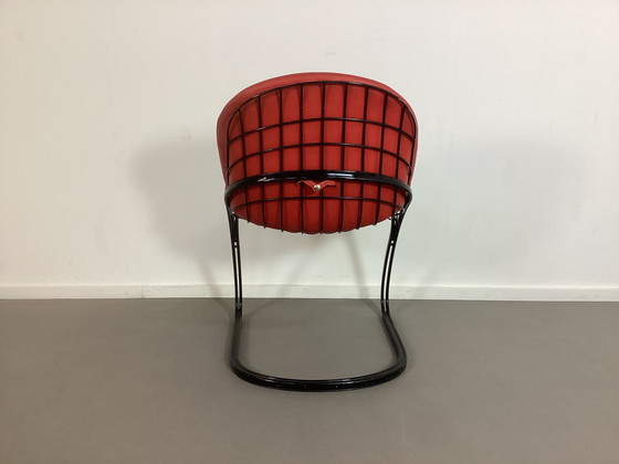 Image 1 of Stoel Wire Chair Gastone Rinaldi Rood Leer