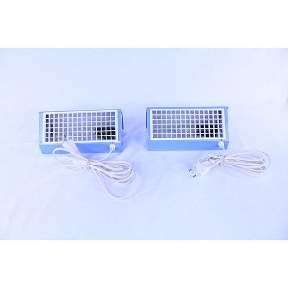 Image 1 of Paar vintage blauw en witte wandlampen van Ikea, 1980