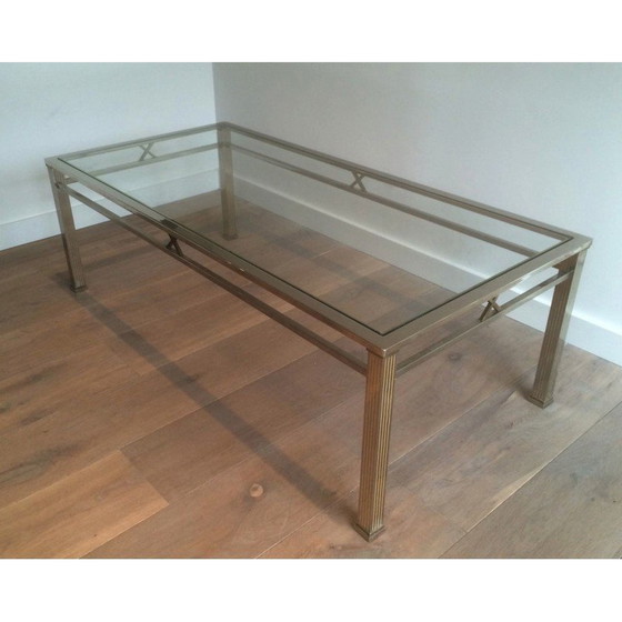 Image 1 of Vintage salontafel van chroom en messing, 1970