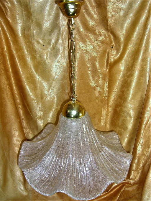 Plafond hanglamp, Mid Century Modern, Art Deco, Holywood Regency, Barovier I Tosso, Murano glas, Messing