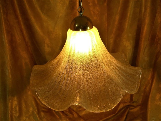 Image 1 of Plafond hanglamp, Mid Century Modern, Art Deco, Holywood Regency, Barovier I Tosso, Murano glas, Messing