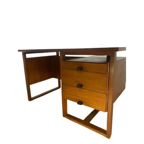 Image 1 of Vintage houten bureau met 3 laden