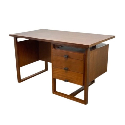 Vintage houten bureau met 3 laden