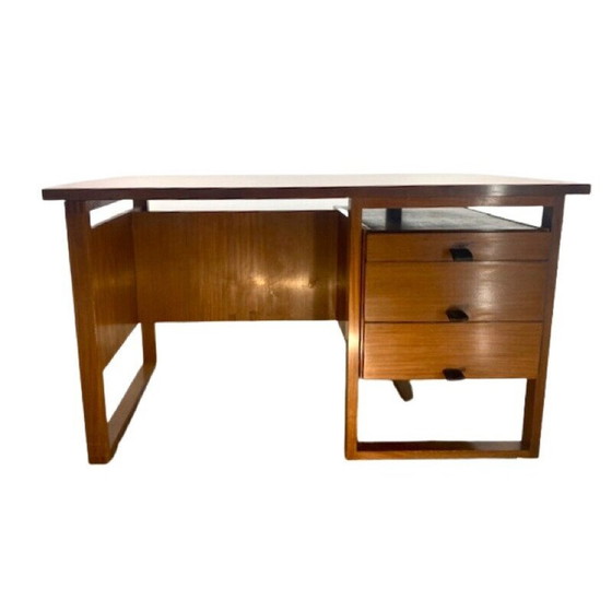 Image 1 of Vintage houten bureau met 3 laden