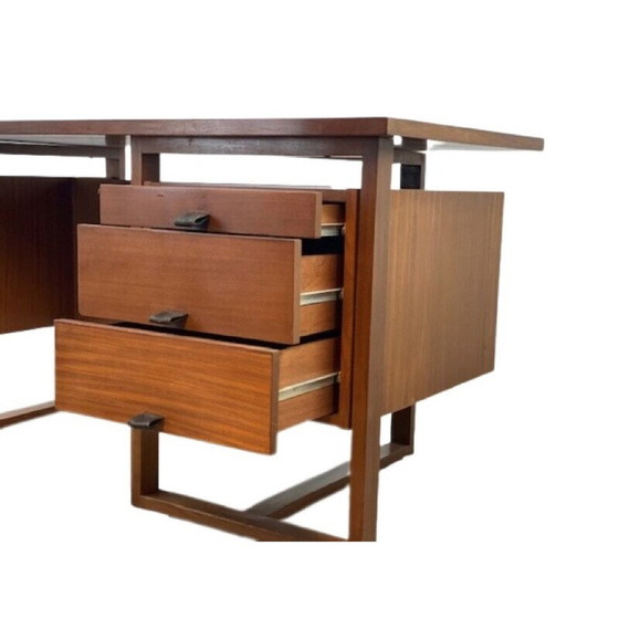 Image 1 of Vintage houten bureau met 3 laden