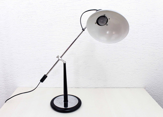 Image 1 of Knikkende bureaulamp in zwart metaal en chroom, 1970