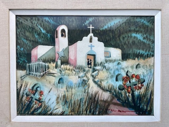 Image 1 of Peter Walker -  "San Francisco Mission" Aquarel