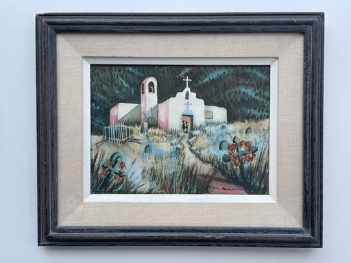 Peter Walker -  "San Francisco Mission" Aquarel