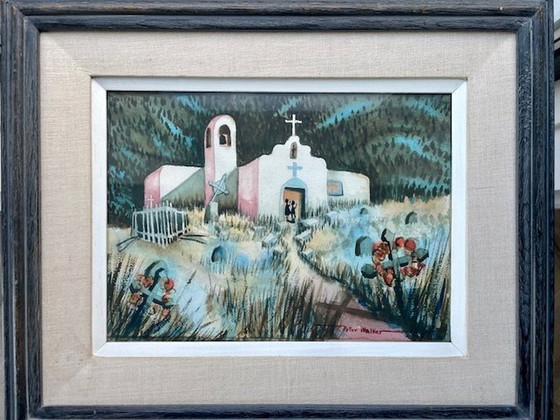 Image 1 of Peter Walker -  "San Francisco Mission" Aquarel