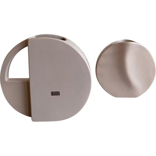 Paar vintage roze vazen van Dorothe van Agthoven voor Flora Keramiek, jaren 1980