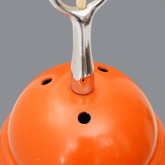 Image 1 of Vintage kroonluchter in wit glas en oranje geverfd metaal, 1970