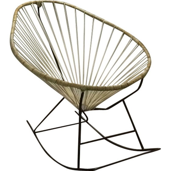 Image 1 of Vintage Acapulco schommelstoel in wit scoubidou, Frankrijk 1960