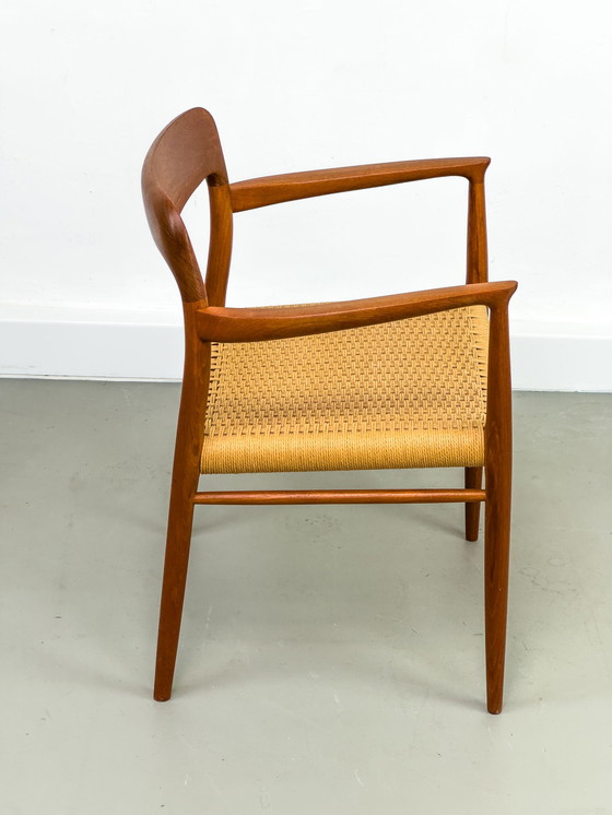 Image 1 of Teakhouten en Papercord Model 56 fauteuil door Niels Otto Møller voor J.L. Møllers, jaren 1960